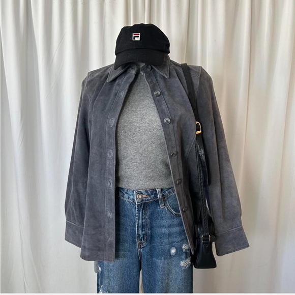 Valerie Stevens Jackets & Blazers - Valerie Stevens Gray Leather Jacket